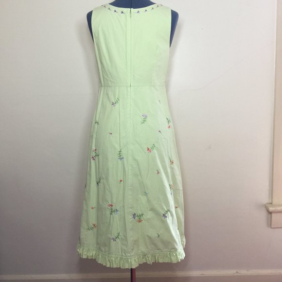 Hanna Andersson Green Cotton Sundress w Embroidered Flowers Sz 8P - Picture 5 of 6